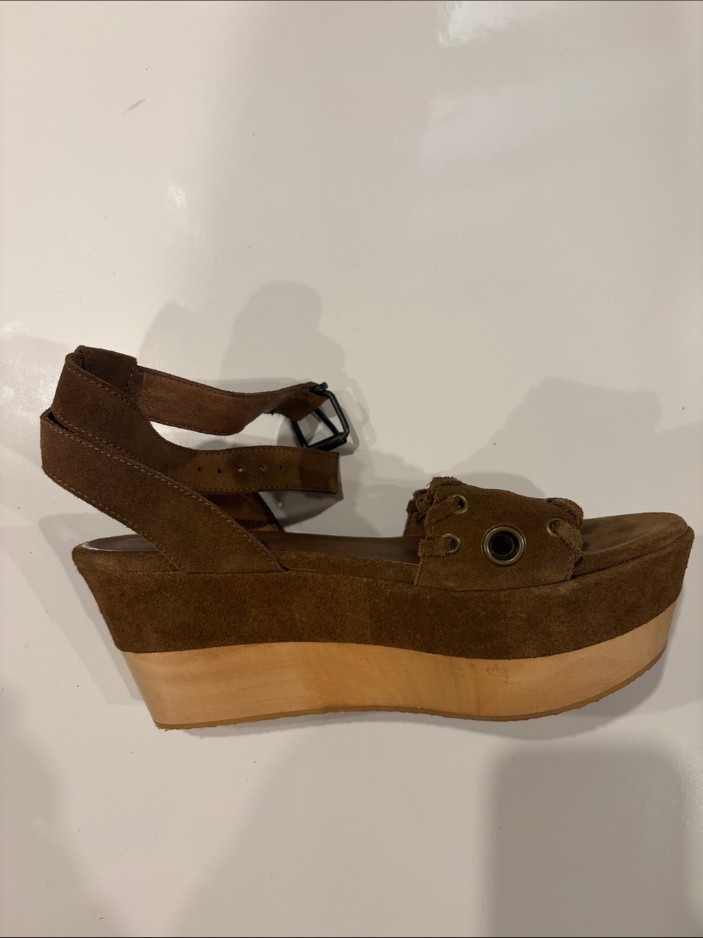 All Saints Brown Suede Platform Sandal - Women Size 38
